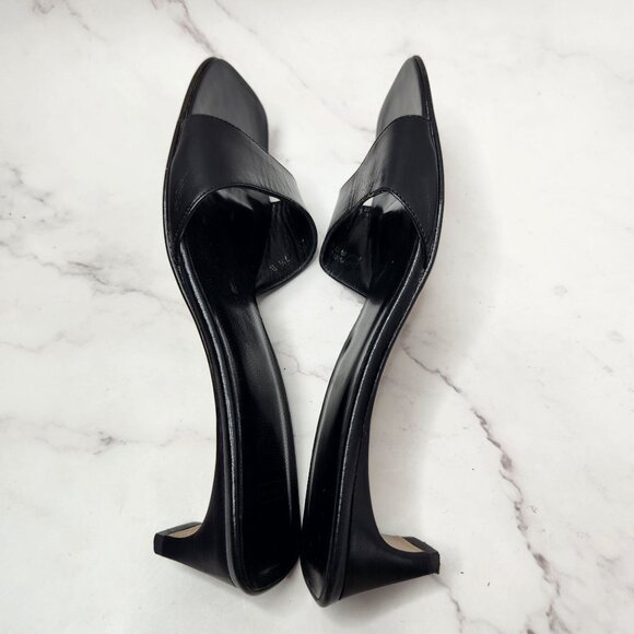 Coach Black Leather Kitten Heel Black Slide Sandals Heels Y2K 90s Women's 7.5 - Picture 6 of 9